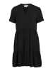 Vila Lockeres Sommer Dress Stufen-Look Volant Kleid mit V-Neck in Schwarz