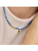 Luxenter Halskette aus 925er Sterlingsilber und dunkelblauem Kristall 18K Gelbgold-finish