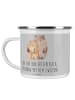 Mr. & Mrs. Panda Camping Emaille Tasse Verlobung Glaube mit Spruch in Heather Grey