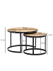 KADIMA DESIGN Couchtisch 2er Set Massivholz/Metall Wohnzimmertisch Industrial Rund in Akazie