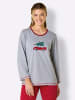 Comtessa Schlafanzugshirt in grau-meliert-rot