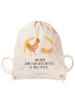 Mr. & Mrs. Panda Sportbeutel Huhn Stolz mit Spruch in Creme