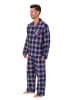 NORMANN Lange Flanell Schlafanzug Pyjama kariert - 88142 in rot
