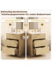 ABRIHOME Waschbeckenunterschrank in Holzoptik 61 cm mit Keramikbecken goldenen Griffen