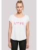 F4NT4STIC Long Cut T-Shirt Valentinstag Love Pink in weiß
