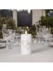 STAR Trading Outdoor-Kerze ,Flamme Heart', Timer und Dämmerungssensor, weiß, H 14cm