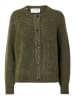 SELECTED FEMME Strickjacke Relaxed Fit Rundhals Raglanärmel Fallmaschen in Grün