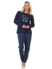 NORMANN Normann Damen Pyjama Schlafanzug langarm mit süßem Teddy - 88893 in navy