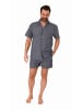 NORMANN kurzarm Schlafanzug Shorty Pyjama gewebt zum Knöpfen - 80178 in grau