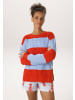 Aniston CASUAL Strickpullover in orangerot-türkis
