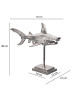 KADIMA DESIGN Dekofigur Hai Aluminium Silber Maritim 70 cm mit Sockel, Design in Silbern