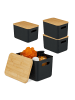 relaxdays 4 x Aufbewahrungsbox in Schwarz/ Natur – (B)26 x (H)16 x (T)17,5 cm