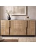 ABRIHOME Sideboard in Walnut 140x40x80 cm mit 4 Türen Relieffront Metallgriffen