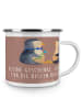 Mr. & Mrs. Panda Emaille Becher Gastgeschenke Freude mit Spruch in Braun Pastell