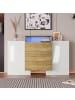 ABRIHOME LED Sideboard in Hochglanzweiß mit RGB Beleuchtung 140x30 cm und Holzoptik