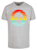 F4NT4STIC T-Shirt Alien Retro Sonnenuntergang in grau meliert