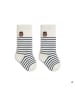MUNADUNA 5er-Pack Mittelsocken in Dunkelblau mit Bärenmotiv und Streifen