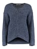 Hailys Weicher Grobstrick Pullover mit V-Streifen Design Sweater Pi44pa in Blau