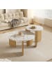 ABRIHOME Couchtisch Set in Beige 2-tlg für Wohnzimmer Sofa Balkon