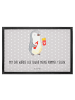 Mr. & Mrs. Panda Gummimatte Pinguin Pommes mit Spruch in Grau Pastell