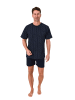 NORMANN Kurzarm Schlafanzug Shorty Pyjama Minimalprint in navy