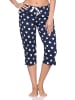 NORMANN Damen Pyjama Capri-Hose kurz Mix & Match in marine