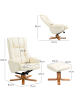HOMCOM Relaxsessel mit Hocker in Cremeweiß 71L x 84B x 102H cm