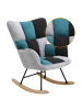 Home Nature Wohnkonzept Schaukelstuhl in Patchwork Schwarz-Blau-Grau 98.5x71x91 cm
