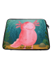 Mr. & Mrs. Panda Laptop Tasche Axolotl Glücklich Design ohne Spruch in Weiß