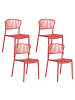 Beliani 4er-Set Esszimmerstuhl GELA in Rot