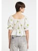 myMo Damen Bestickte Cropped-Bluse in Weiss Grün