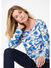 GOLDNER Kurzgröße:  Langarm Viskose-Jersey Shirt mit Print in blau / gemustert