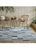 KADIMA DESIGN Outdoor Teppich Geometrische Muster, Terrasse schmutzabweisend in Blau-Gelb