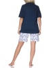 NORMANN Kurzarm Pyjama Schlafanzug Shorty Maritimer Look in marine