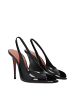 Amina Muaddi Schwarz Leder Stiletto Absatz Sandalen