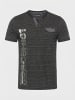 KOROSHI Henley cotton bedrucktes fancy t-shirt in Schwarz