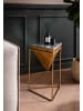 FineBuy Beistelltisch in Gold / Marmor / 37x37x53