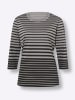 Sieh an! Ringelshirt in grau-meliert-schwarz-geringelt