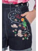 Queen Kerosin Queen Kerosin Jeansshorts mit Stickereien im Western-Look in dunkelblau