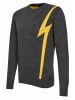 Rusty Neal Rundhals Flash Strick Pullover in Anthrazit / Gelb