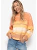 SASSYCLASSY Gestreifter Pullover mit Loch-Strickmuster in Gelb