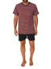 NORMANN Kurzarm Schlafanzug Pyjama Shorty Streifen in rot