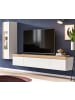 Inn.Furn Wohnwand 2-teilig weiß und Eiche 225 cm, Schrankwand stehend/hängend