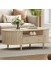 ABRIHOME Couchtisch in Natur mit Schublade Rolltür offenem Fach 100x50x36 cm