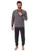 NORMANN Frottee Pyjama Schlafanzug Bündchen Streifen - 67663 in rot