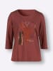 WITT WEIDEN Shirt in rotbraun-marine-bedruckt
