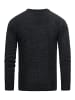 Rusty Neal Schwerer Biker Grobstrick Rundhals-Pullover in Anthrazit
