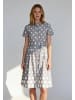 More & More feminines,  gepunktetes Midikleid, in silver grey/offwhite