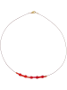 Gallay Drahtkette mit Glasperlenröhrchen und Perle in rot 40cm lang in rot