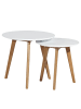 home24 home24 Beistelltisch-Set 2-teilig aus MDF & massiver Eiche in Matt Weiß, 50 x 45 x 50 cm in Matt Weiß